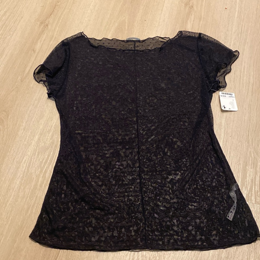 Free People Intimately On The Dot Baby Tee Black NEW
